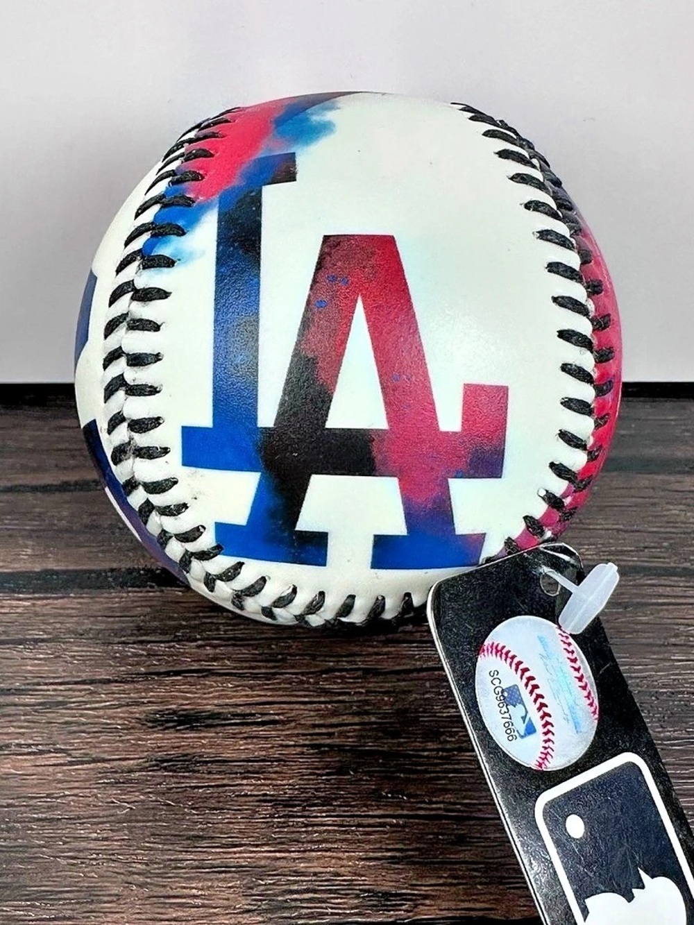 Franklin Los Angeles Dodgers MLB Paint Splatter Baseball White & Blue